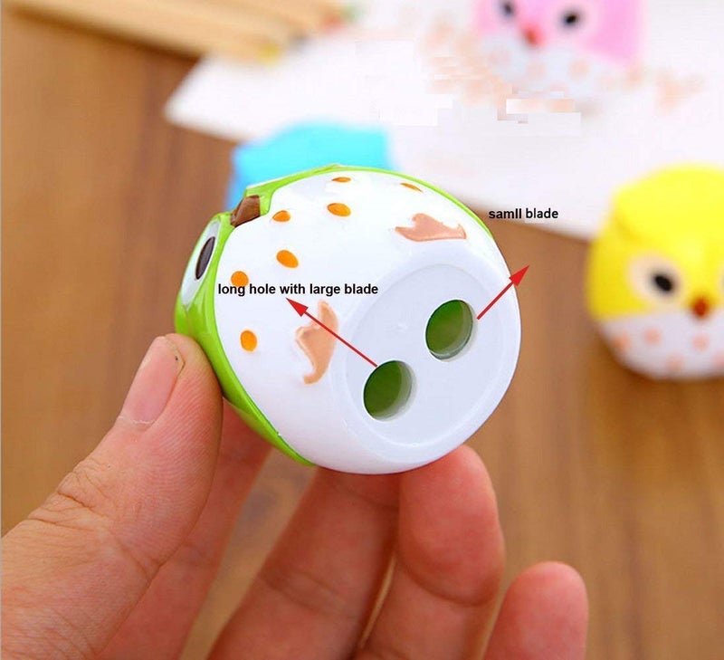 FMELAH Dual Holes Mini Cute Lovely Cartoon Animal Owl Pencil Sharpener Creative Kawaii Cutter Knife School Supplies Manual Large Eyebrow Pencil Cutter Accessory(4pcs) - Image 5